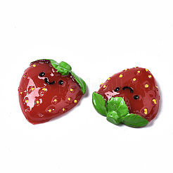 スプレープリント樹脂カボション  笑顔のイチゴ  レッド  26~27x24.5x7~8mm&nbsp;CRES-Q215-012