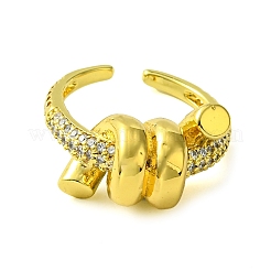 Brass Micro Pave Cubic Zirconia Open Cuff Ring&nbsp;RJEW-K256-10G