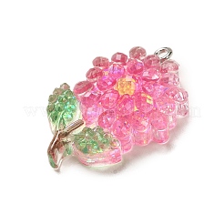 樹脂チャーム  プラチナアイアンループ＆グリッター付き  花  30.5x19.5x7.5mm  穴：1.8mm&nbsp;LS-RESI-Q012-02B