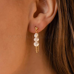 Oval 304 Stainless Steel Chain Tassel Stud Earrings&nbsp;BJ9106