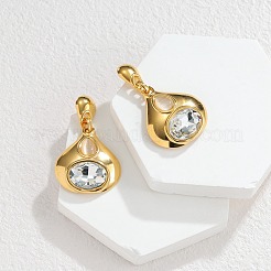 304 Stainless Steel & Crystal Rhinestone Dangle Stud Earrings&nbsp;WGBE4B7-01
