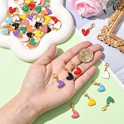 50Pcs 10 Styles Heart Alloy Enamel Pendant Decorations&nbsp;HJEW-YW00114