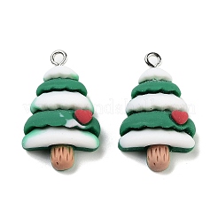 クリスマステーマの不透明樹脂ペンダント  クリスマスチャーム  クリスマスツリー  28x17x8mm  穴：2mm&nbsp;RESI-N039-97