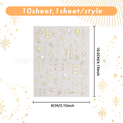 10 Sheets 10 Style Gold Stamping Wave French French Tips Nail Stickers&nbsp;MRMJ-HY0002-33