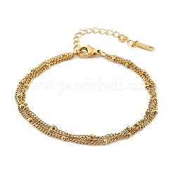 304ステンレススチールマルチ連ブレスレット  女性用サテライトチェーンブレスレット  18KGP本金メッキ  6-1/2インチ（16.6cm）&nbsp;BJEW-Q051-02G-B