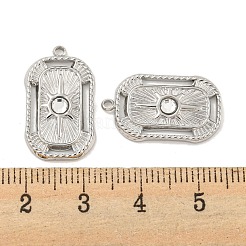 304ステンレススチールラインストーンペンダント  太陽のチャーム入り長方形  ステンレス鋼色  21.5x12.5x3mm  穴：1.4mm&nbsp;STAS-P356-40P