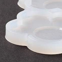 花の形の食品グレードのシリコーン ロリポップ型  フォンダン型  DIY食用ケーキトッパー用  チョコレート  キャンディ  UVレジン＆エポキシ樹脂ジュエリー作り  ホワイト  83x98x6.5mm  内径：44x41mm  2mmスティックにフィット&nbsp;DIY-D069-16