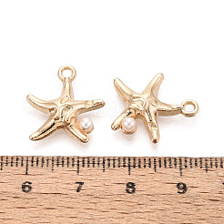 Rack Plating Alloy & Imitation Pearl Pendants&nbsp;ENAM-T024-04G