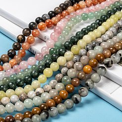 天然石ビーズ連売り  混合石  ラウンド  8mm  穴：0.8~1mm  約46個/連  14.96インチ（38cm）&nbsp;G-F591-03M-8mm