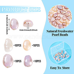 40 個 4 色の天然養殖淡水パールビーズ  研磨両側  ミックスカラー  5mm  穴：0.6mm  10個/カラー&nbsp;PEAR-CW0001-02