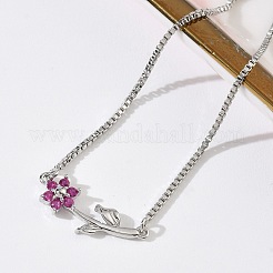 Adjustable Brass Micro Pave Clear Cubic Zirconia Box Chain Slider Bracelets&nbsp;BJEW-C156-09P-04