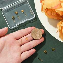 6セット925個のスターリングシルバー製イヤリングナットとピン  ゴールドカラー  6x4.5mm  穴：0.7mm  11x1mm  2個/セット&nbsp;STER-BBC0008-58G