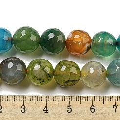 カット加工天然石瑪瑙ビーズ連売り  ラウンド  染め＆加熱  ミックスカラー  12mm  穴：1.6mm  約31個/連  14.76''（37.5センチメートル）&nbsp;G-F447-12mm-E