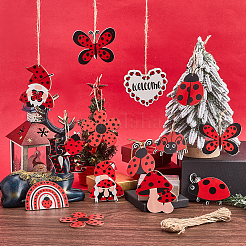 1 Set Ladybug Wood Pendant Decorations&nbsp;DIY-SC0026-45
