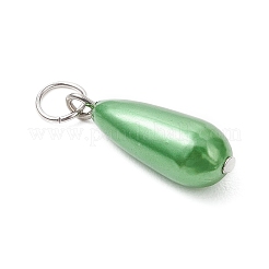 40 個の abs プラスチック模造真珠のペンダント  ティアドロップチャーム  ミックスカラー  プラチナ  21x7.5mm  丸カン：6x0.8ミリ  内径：5mm&nbsp;PALLOY-JF04911-01