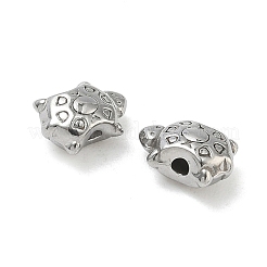 304ステンレススチールビーズ  カメ  ステンレス鋼色  8x6x4mm  穴：1.4mm&nbsp;STAS-D204-47P