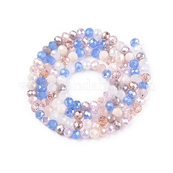 電気メッキガラスビーズセット  ファセット(32ファセット)  ロンデル  カラフル  4x3.5mm  穴：0.7mm  約123~125個/連  16.96~17.32''（43.5~44センチメートル）&nbsp;GLAA-T023-B16-05