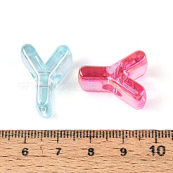 UVメッキ透明アクリルヨーロピアンビーズ  大穴ビーズ  ミックスカラー  文字y  21x16x13.5mm  穴：6mm&nbsp;OACR-M027-02Y
