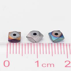 Frosted Square Electroplate Non-Magnetic Synthetic Hematite Beads&nbsp;X-G-P046-08