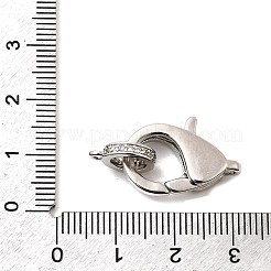 真鍮クリアキュービックジルコニアカニカン  チューブベイル付き  プラチナ  20.5x14x5.5mm  穴：1.8mm&nbsp;X-KK-Z078-50P