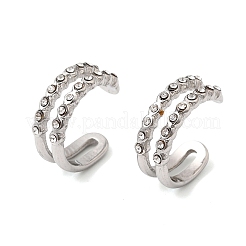 304 Stainless Steel Rhinestone Cuff Earrings&nbsp;EJEW-L313-04P