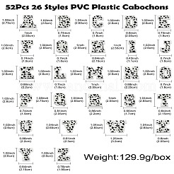 52 個 26 スタイル PVC プラスチックカボション  ヒョウ柄の文字  a～zの文字  25.5~27.5x11~32x3.8mm  2个/レター&nbsp;FIND-CJ0002-58