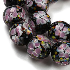 Handmade Inner Flower Lampwork Beads Strands&nbsp;LAMP-L072-F02