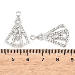 宗教合金ペンダント  クリスタルラインストーン付き  ファンチャーム  ラックめっき  プラチナ  27.5x18x3mm  穴：2mm&nbsp;FIND-C095-15P-01
