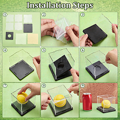 黒いベース付きの透明なアクリル製テニスディスプレイケース  正方形  透明  10x10x9.7cm&nbsp;ODIS-WH0030-299