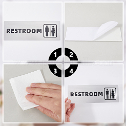 アルミ製女性用男性用トイレサインボード2個  長方形  プラチナ  230x80mm&nbsp;AJEW-WR0003-27