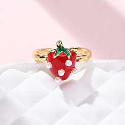 Brass Enamel Open Cuff Rings for Women&nbsp;RJEW-U057-19A-G