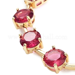 Rack Plating Brass Pave Cubic Zirconia Flat Round & Rectangle Link Necklaces for Women&nbsp;NJEW-B109-01G-03