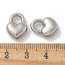 変色防止304ステンレススチールチャーム  ハート南京錠チャーム  ステンレス鋼色  15x11x5mm  穴：4x4mm&nbsp;STAS-Q334-39P