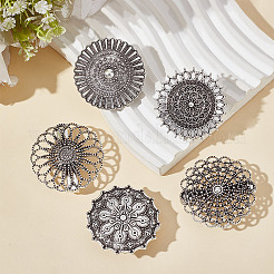 5Pcs 5 Style Vintage Flower Alloy Sweater Shawl Clips Brooches Set&nbsp;AJEW-GF0007-23