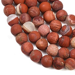 Frosted Natural Red Jasper Beads Strands&nbsp;G-C270-M01-6mm