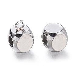 変色しない304ステンレススチールチューブベイル  ループベイル  キューブベイルビーズ  ステンレス鋼色  9x6x6mm  穴：1.6mm  内径：3mm&nbsp;STAS-I161-02B-P