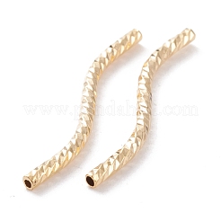 真鍮製チューブビーズ  長持ちメッキ  カーブビーズ  24KGP本金メッキ  34x2mm  穴：1.2mm&nbsp;KK-Y003-84H-G