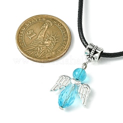 Angel Shape Alloy with Glass Pendant Necklaces&nbsp;NJEW-JN04560