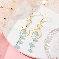 Moon & Sun & Star Brass Asymmetrical Earrings&nbsp;EJEW-JE05461-05