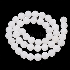 天然石ホワイトジェイドビーズ連売り  艶消し  ラウンド  8mm  穴：1mm  約46個/連  14.7インチ&nbsp;G-T106-323