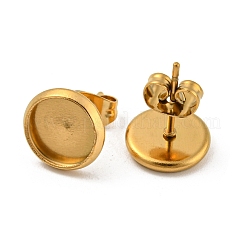 Ion Plating(IP) 316 Stainless Steel Flat Round Stud Earring Settings&nbsp;STAS-I017-02G-01