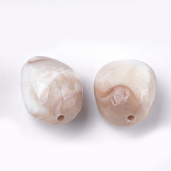 アクリルビーズ  天然石風  ナゲット  淡い茶色  10~18x9~13x7~11mm  穴：1.5mm&nbsp;OACR-S029-019J