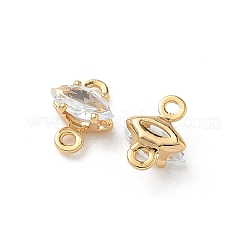 Brass Pave Clear Cubic Zirconia Connector Charms&nbsp;KK-Z136-54B-G