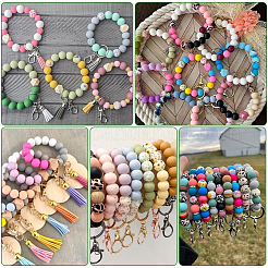 DIYファインディングキット  シリコーンビーズを含む  アクリルビーズと真鍮クリスタルラインストーンビーズ  ミックスカラー  10x4mm  穴：2mm&nbsp;DIY-SP0006-48B