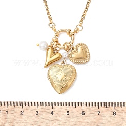 Heart Stainless Steel Locket Pendant Necklaces with Shell Pearl for Women&nbsp;NJEW-JN05954