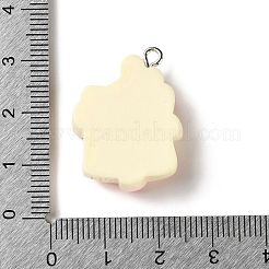 不透明樹脂模造ペンダント  トーストチャーム  プラチナ鉄ループ付き  きいろ  27.5x21x7.5mm  穴：2mm&nbsp;RE-CBA3B4E-01A