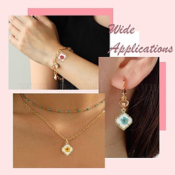 亜鉛合金エポキシ樹脂ペンダント10個5色  ドライフラワーの菱形  ゴールド  ミックスカラー  22x16x3.5mm  穴：2mm  2個/カラー&nbsp;FIND-CJ0004-93