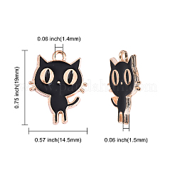 60本2色ライトゴールドアロイエナメルペンダント  ハロウィン  カドミウムフリー＆鉛フリー  猫  ライトゴールド  19x14~14.5x1.5~2mm  穴：1.4~1.8mm  30個/カラー&nbsp;ENAM-CJ0001-68