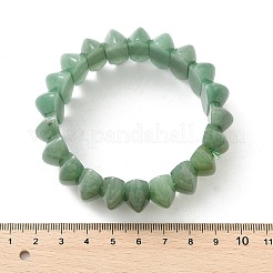 双円錐形の天然グリーンアベンチュリンビーズストレッチブレスレット、女性用、男性用  内径：2-1/4~ 2-1/2インチ（5.75~6.45cm）&nbsp;BJEW-C097-05D