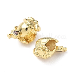 Girl Brass Cubic Zirconia European Beads&nbsp;KK-Q068-21A-G